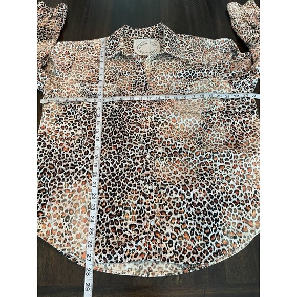 A Rare Bird Animal Print Shirt Size XXL Orange Aqua Blue Pearl Snap Rhinestones - Picture 3 of 6